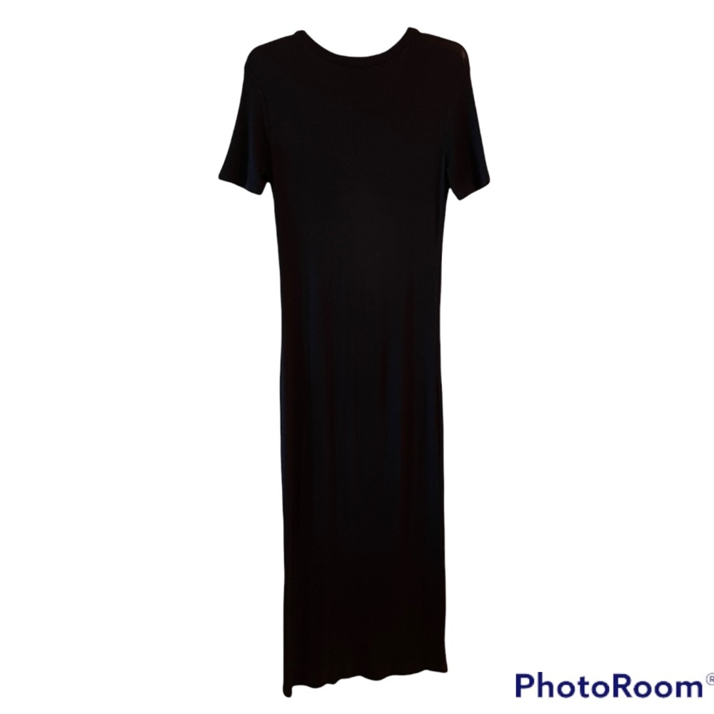 Zara Trafaluc Black Knit Short Sleeve Maxi Sweater Dress M